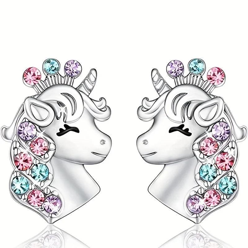 Gorgeous Unicorn Jewelry Set Cute Cartoon Style Unicorn Necklace Earrings Ring Bracelet Perfect Women’s Jewelry Christmas Gifts-THAT FASHION STORE