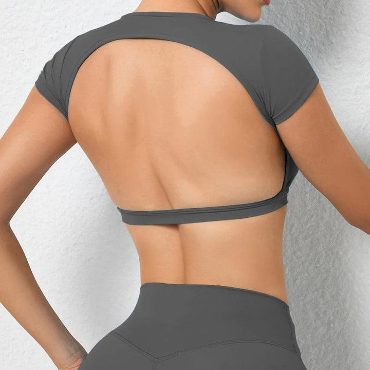 Hearuisavy Sports Shirts Breathable Workout Tops Fitness Sportswear Female Backless Yoga Clothing Sport Crop Tops Women Gym Top-THAT FASHION STORE