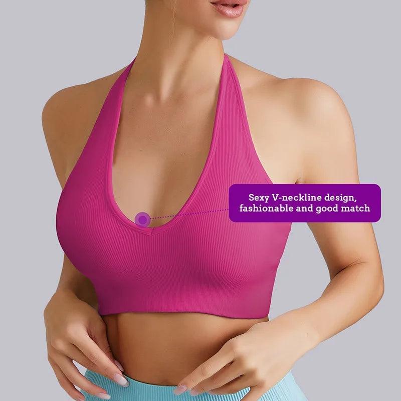 2023 New Womens Sports Bra Wirefree Seamless Padded Racerback Yoga Bra for Workout Gym Activewear with Removable Pads-THAT FASHION STORE