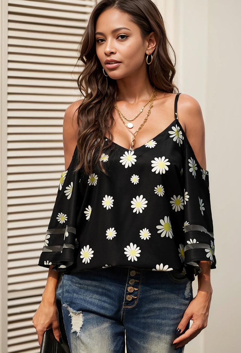 Casual Fashion Printed V-neck Sleeveless Tops Sling-THAT FASHION STORE