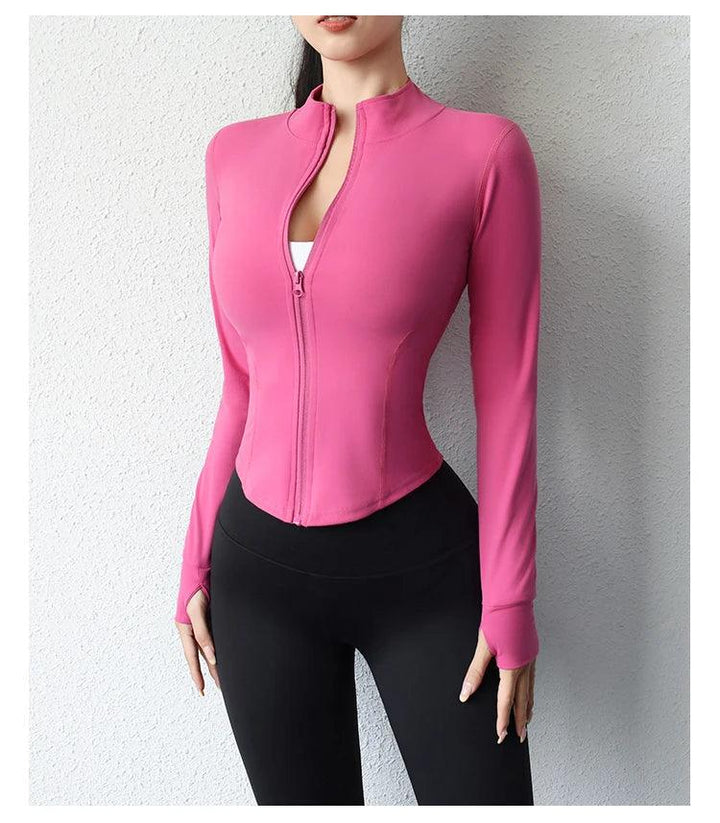 2023 New yoga coat short sports jacket women's fitness clothes slimming body sculpting zipper yoga jacket-THAT FASHION STORE