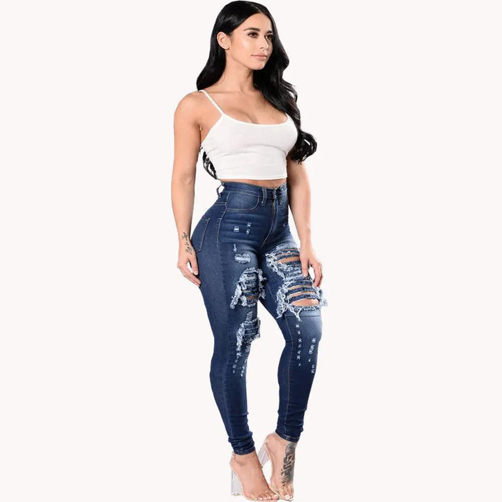 Women's Ripped Jeans Distressed Denim Pants Embroidered Tall Girl Stretch Skinny Hole Boyfriend Colombia Mexico Brazil Style-THAT FASHION STORE