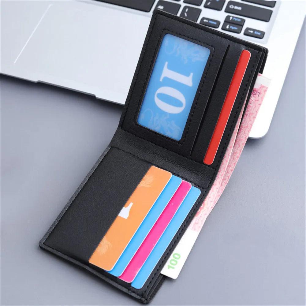 Fashion Men Short PU Leather Wallet Simple Solid Color Thin Male Credit Card Holder Small Money Purses Business Foldable Wallet-THAT FASHION STORE