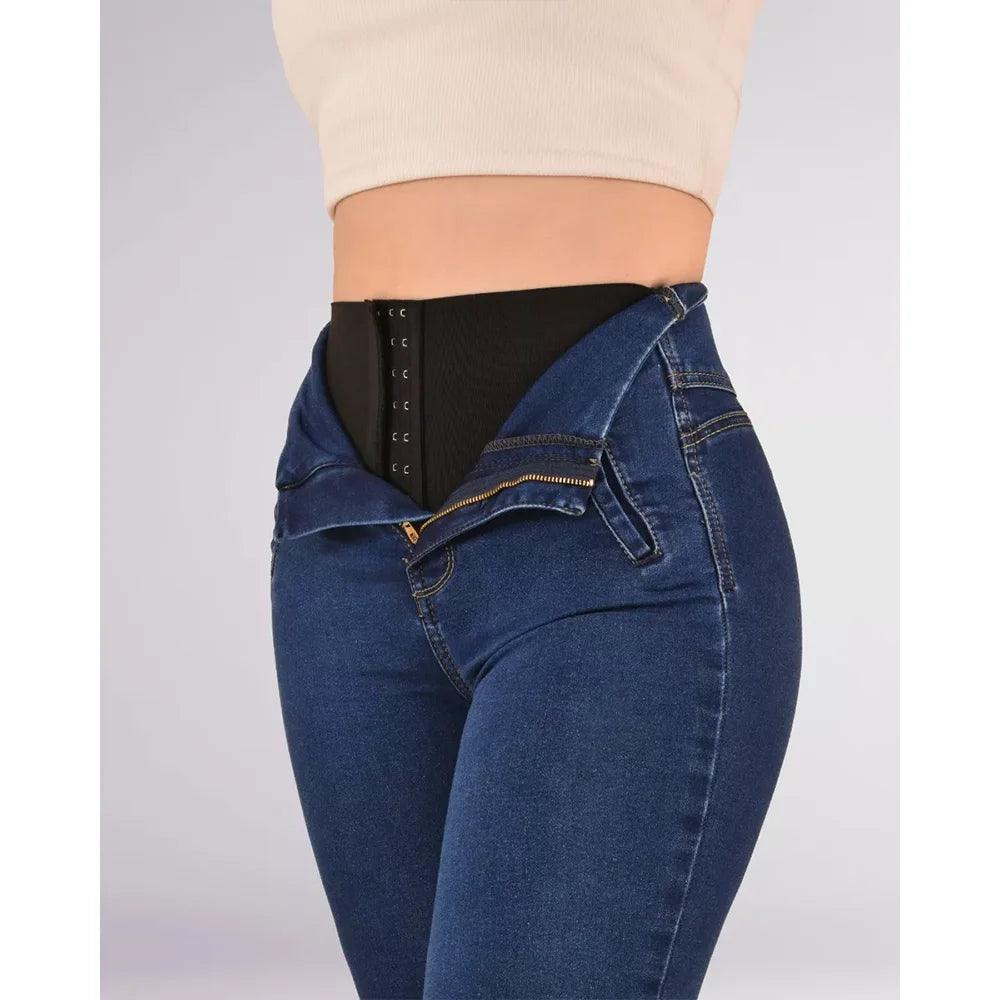 Women Skinny Jeans with Waist Trainer Corest Streetwear Denim Jeans Stretch Trousers Female Clothing High Waist Fashion Pants-THAT FASHION STORE