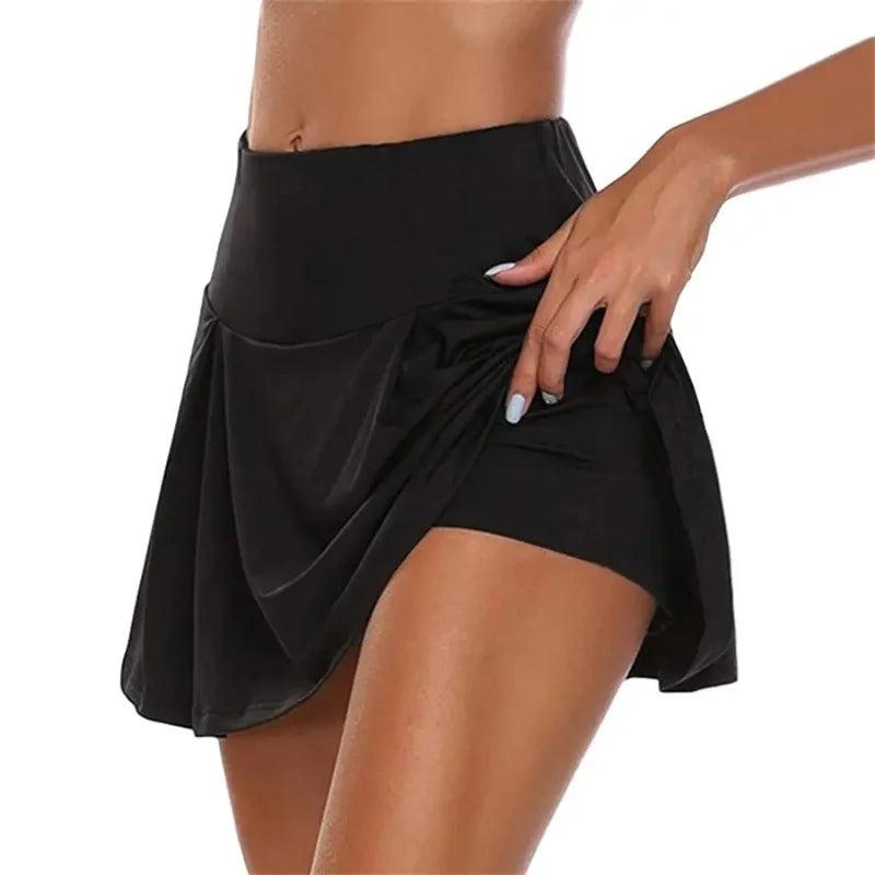 Summer Women Sprints Tennis Dance Fitness Short Skirts Quick Drying Solid Female Lining High Waist Mini Skirts Shorts DF4987-THAT FASHION STORE