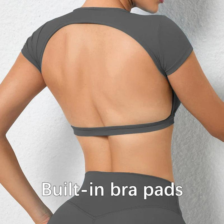 Hearuisavy Sports Shirts Breathable Workout Tops Fitness Sportswear Female Backless Yoga Clothing Sport Crop Tops Women Gym Top-THAT FASHION STORE