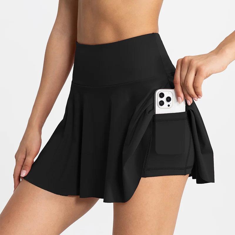 VITALINOVO Pleated Tennis Skirts for Women with Pockets High Waisted Athletic Skirts with Shorts 2 in 1 Gym Workout Golf Skorts-THAT FASHION STORE