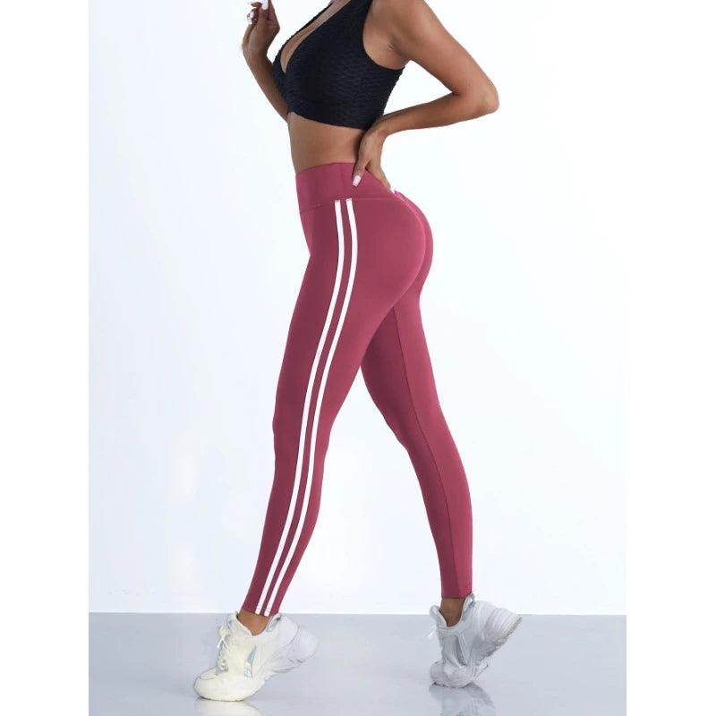 Yoga Leggings Women Striped Slim Sports Pants High Waist Hip Liftting Casul Tights Workout Running Stretchy Gym Leggings-THAT FASHION STORE