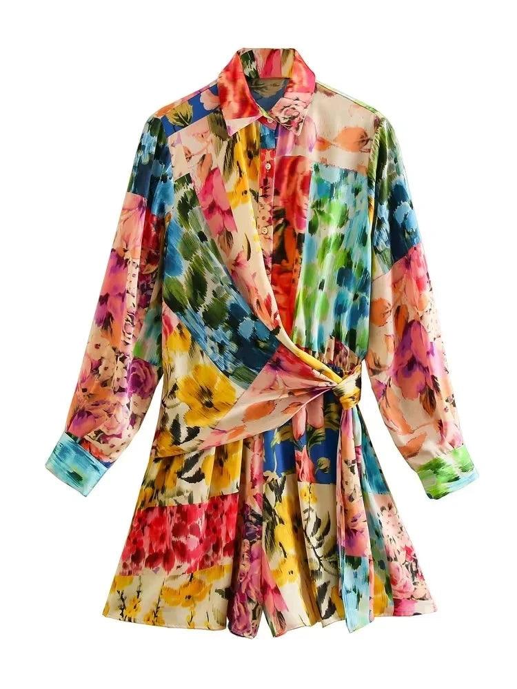 Foridol Floral Boho Tie Dyed Summer Long Sleeve Romper Playsuit Overall Beach Button Shirt Spring Wide Leg Romper Jumpsuit-THAT FASHION STORE