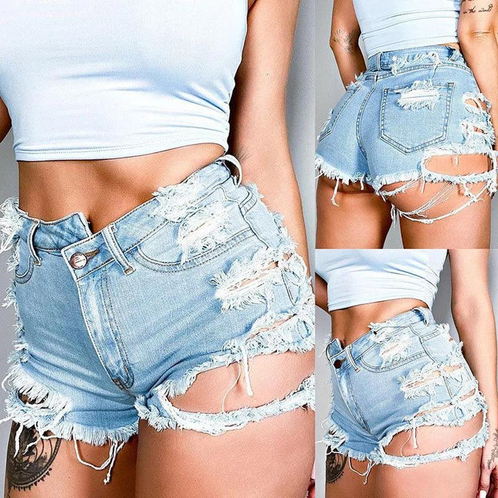 Summer Women Shorts Mini Jeans Lady Sexy Ripped Hot Fetish Denim Pants Lady High Street Party Elastic Denim Shorts-THAT FASHION STORE