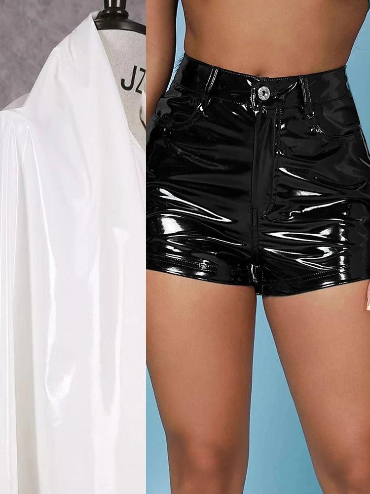 Shiny Patent Leather Shorts Women High Waist Faux Latex Hot Pants With Pocket Ladies Summer Bodycon PU Biker Shorts New Custom-THAT FASHION STORE