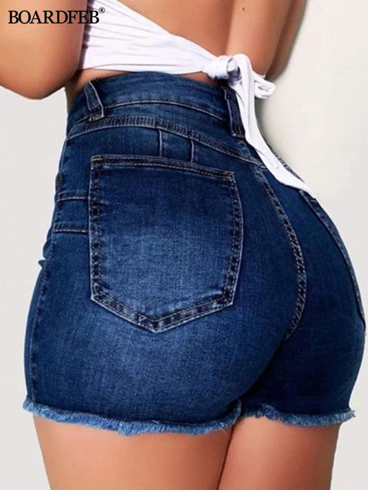 Women Broken Denim Shorts Ladies Casual High Waist Stretch Hole Ripped Jeans Short Pants Female Summer Hotpant Slim Fit Shorts-THAT FASHION STORE