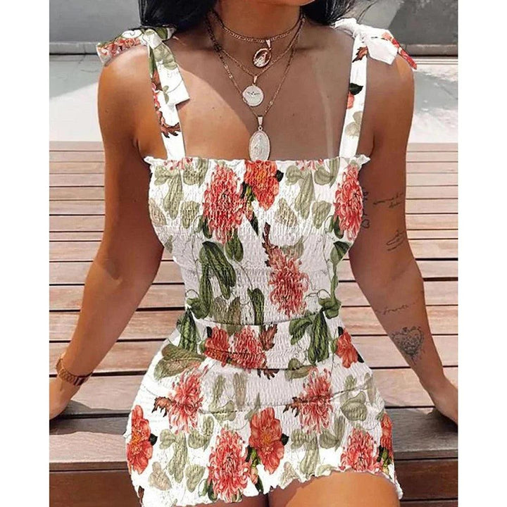 2024 Spring/Summer Beach Women's Clothing Sexy Club Mini Skirt Tank Top Casual Short Skirt Women's Flower Tight Camo Dress-THAT FASHION STORE