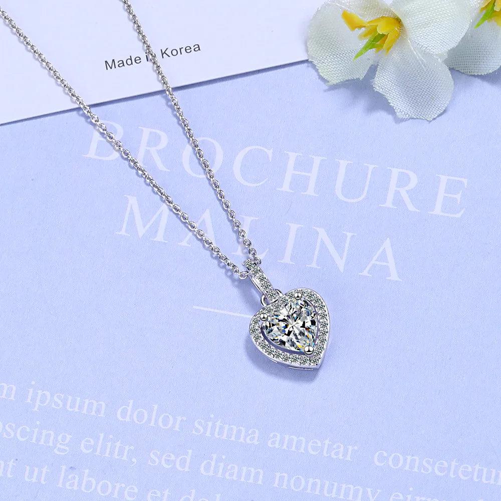 925 Sterling Silver Zircon Heart Pendants Necklaces For Women Luxury Designer Jewelry Gift Female Free Shipping Items GaaBou-THAT FASHION STORE