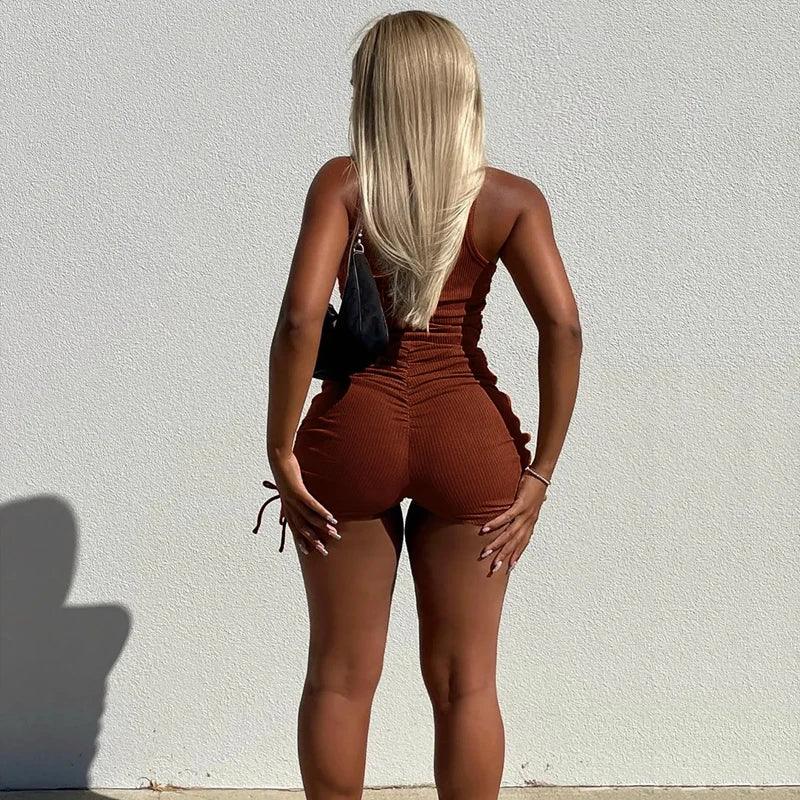 Summer New Sexy Women Jumpsuit Solid Sweet Spicy Sleeveless Drawstring Slim Fit Jumpsuit Fashion Casual Clothing-THAT FASHION STORE