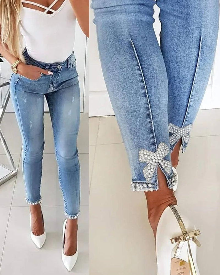 Fashion Skinny Jeans Female Summer Casual Pants Trousers Ladies Vintage High Waisted Jeans Women Bleached Women's Pencil Pants-THAT FASHION STORE