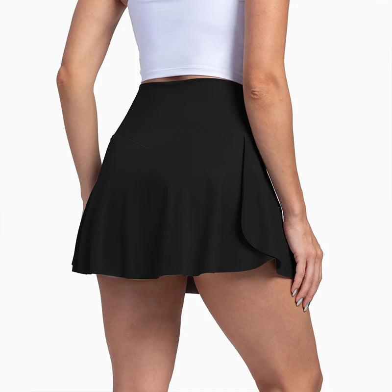 Women Pleated Tennis Skirt with Pockets Shorts Athletic Skirts Crossover High Waisted Athletic Golf Skorts Workout Sports Skirts-THAT FASHION STORE