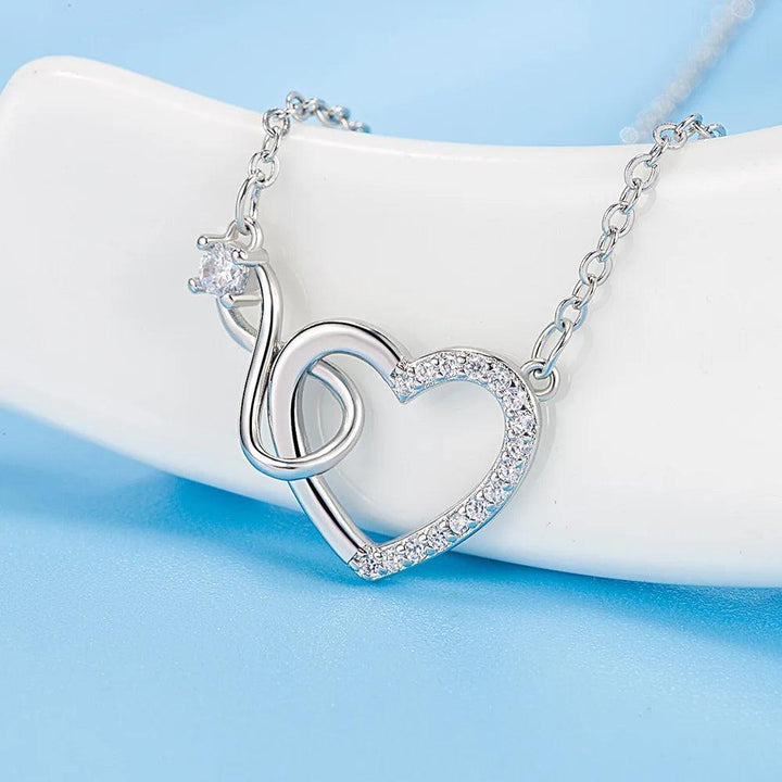 925 Sterling Silver Zircon Heart Interlocking Necklaces For Women Luxury Quality Jewelry Gift Female Free Shipping Items GaaBou-THAT FASHION STORE