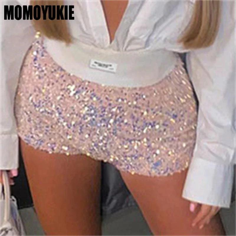 2023 Summer Women Mini Shorts Fashion Trend Sequined High Waist Glitter Clothing Sexy Skinny Party Nightclub Shorts Streetwear-THAT FASHION STORE