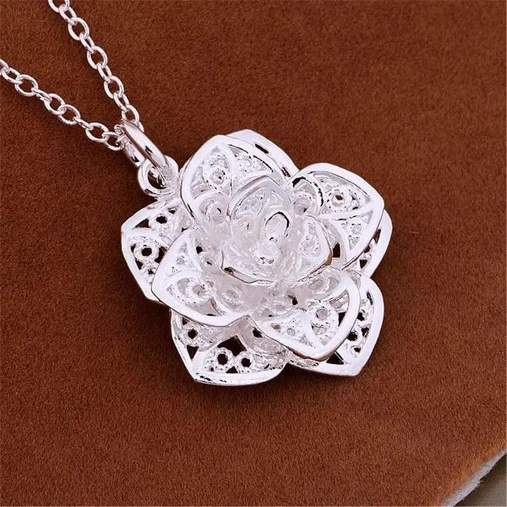 925 Sterling Silver charm Flowers Pendant Necklace For Women Luxury Fashion Party Wedding Accessories Jewelry Christmas Gifts-THAT FASHION STORE