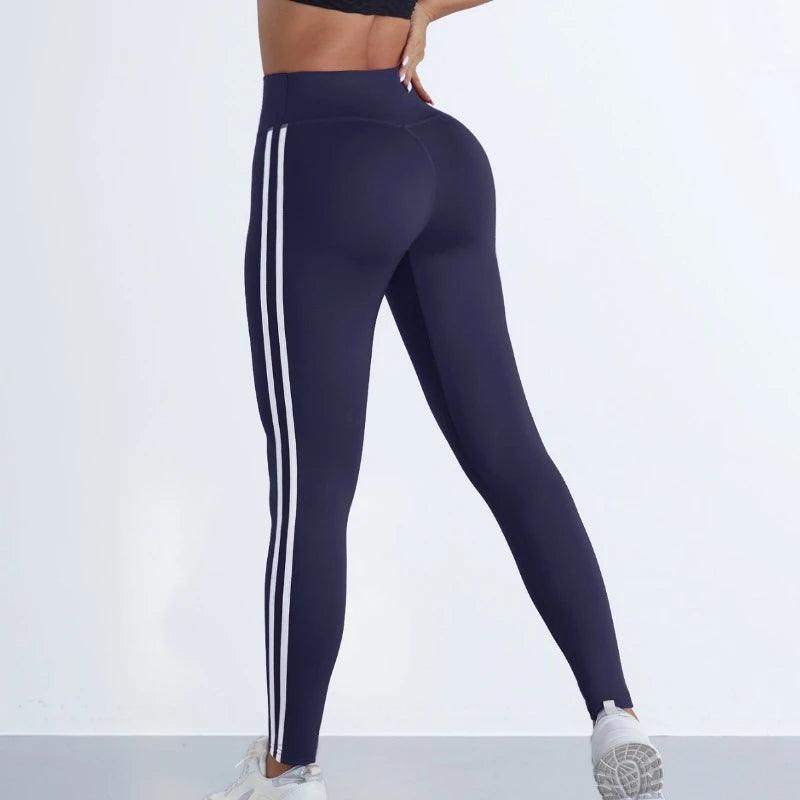 Yoga Leggings Women Striped Slim Sports Pants High Waist Hip Liftting Casul Tights Workout Running Stretchy Gym Leggings-THAT FASHION STORE