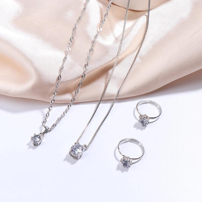 Luxury Women Ring Necklace Earrings Rhinestone Bracelet Female Casual Ladies Jewelry Set-THAT FASHION STORE