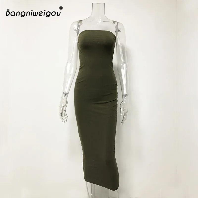 Bangniweigou Sexy Off Shoulder Tube Dress Summer Women Black White Basic Bodycon Sundress Strapless Stretchy Bandage Robe Femme-THAT FASHION STORE