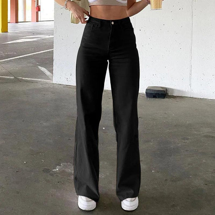 Women Jeans Straight Pants Solid Zipper High Waist Denim Ankle Length Loose Pockets Slight Strech Spring 2024 Streetwear-THAT FASHION STORE