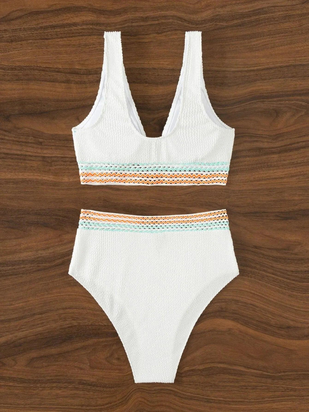 2023 Sexy Strape Tape Swimsuit Women Solid High Waist Bikini Set V-neck Swimwear Female Padded Bathing Suit Swimming Beachwear-THAT FASHION STORE