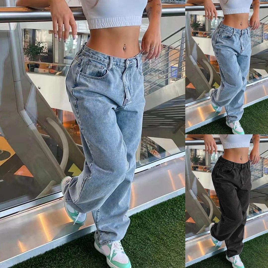 Low Waist Jeans Women Baggy Jeans 2023 New Fashion Straight Leg Pants Y2k Denim Trousers Vintage Loose Blue Washed Mom Jeans 90s-THAT FASHION STORE