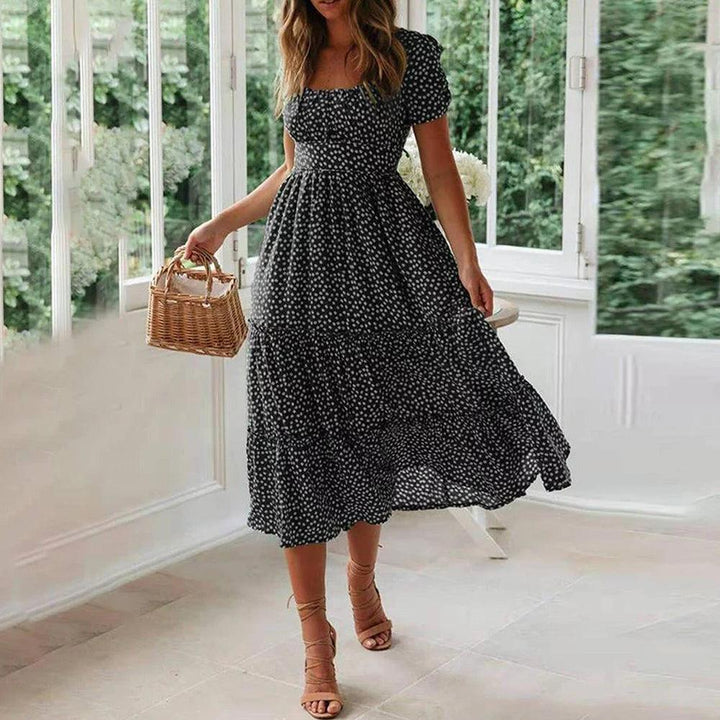 Beach Floral Dress for Women Clothing 2024 Summer Vacation Casual Short Sleeve Slim Fit Long Dress Female Sexy Bohemian Dress-THAT FASHION STORE