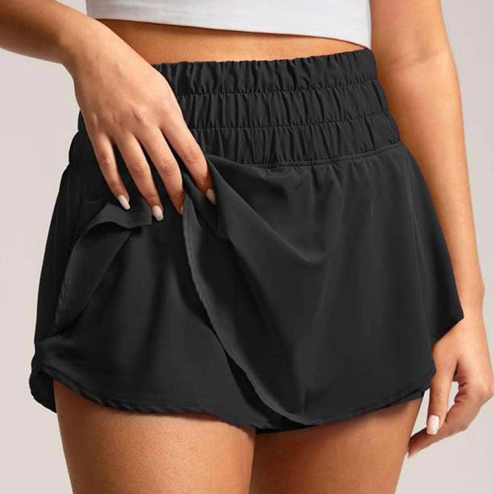 Women'S High Waisted Flowy Athletic Shorts Ruffle Skirt Wrap Front Liner Workout Running Shorts Tennis Double Layered Shorts-THAT FASHION STORE