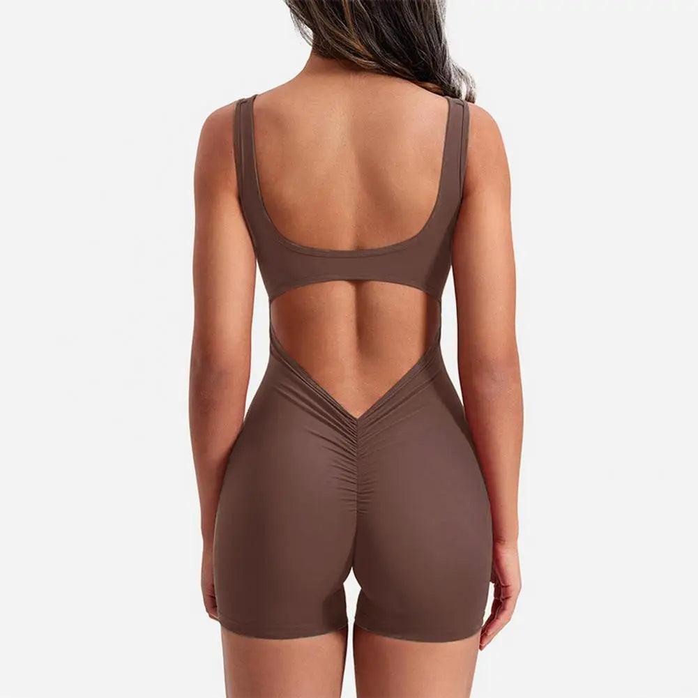 Butt Lifting Yoga Rompers V-shaped Backless Rompers Women's Yoga Rompers Breathable U Neck Sleeveless Gym Wear with Tummy-THAT FASHION STORE