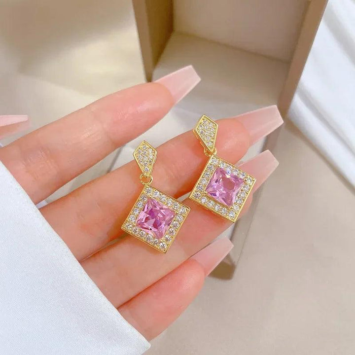 Exquisite Geometry Square Necklace Earrings Bracelet Jewelry Set Charm Ladies Jewelry Fashion Bridal Accessory Set Romantic Gift-THAT FASHION STORE