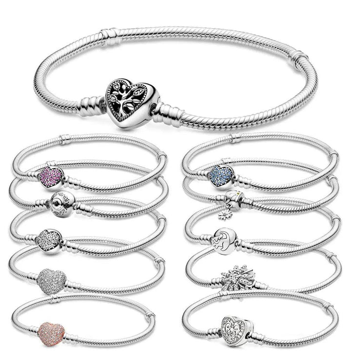 New 925 sterling Silver Bracelet Heart Bracelet Shiny Zircon Tree of life Bracelet for women Fit original charm jewelry gift-THAT FASHION STORE