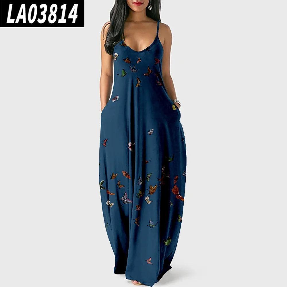 Chic Butterfly Women Maxi Dress Print Long Dresses Fashion Women's Vintage Dress Woman Retro Elegant Girls Club Party Vestidos-THAT FASHION STORE