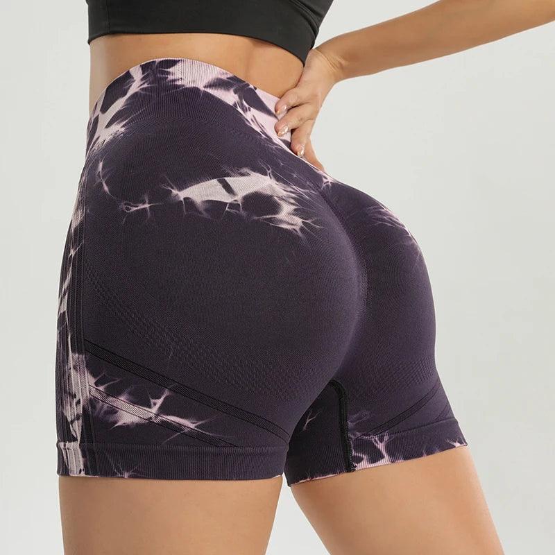 Tie-Dye Seamless Yoga Shorts Skinny Fitness Shorts Women's Summer Athletic Shorts Sportswear Fitness Clothing Cycling Pants-THAT FASHION STORE