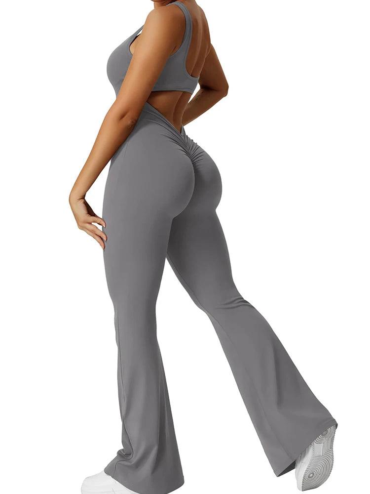 Women's Flared Trousers, Tummy Tuck, Open Back, Full Body, Exercise Yoga Wear Slimming Hip lifting One-Piece Trousers-THAT FASHION STORE