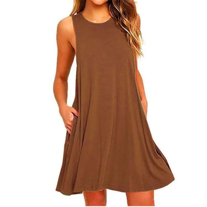 Women's Summer Casual Swing T-Shirt Dresses Beach Cover Up With Pockets Plus Size Loose T-shirt Dress-THAT FASHION STORE