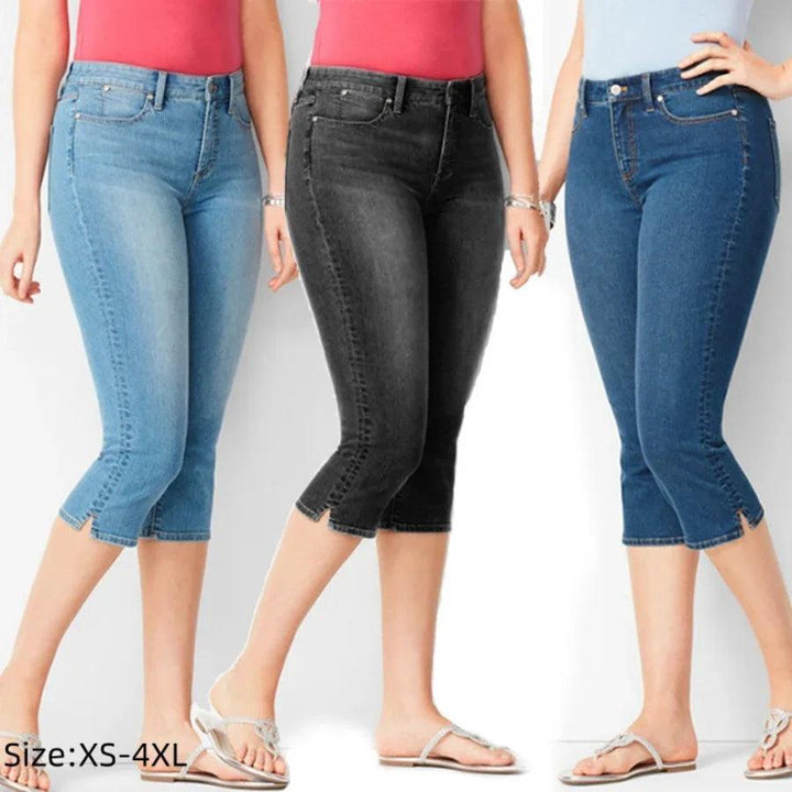 New 2024 Woman's Jeans Denim Pants Ladies Cropped Trousers Skinny Knee Length Jeans Women Elastic Mid Waist Jeans Size XS-4XL-THAT FASHION STORE