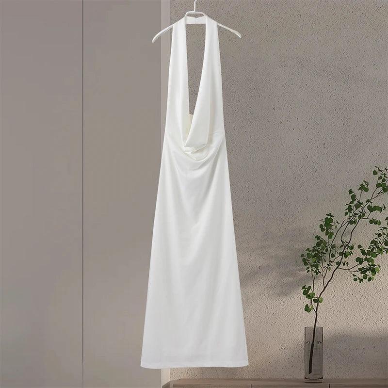 Sexy Deep V-nevk Club Female Dresses 2024 Summer Backless Sleeveless Empire Female Dress Chic Hip Package Solid Lady Streetwear-THAT FASHION STORE