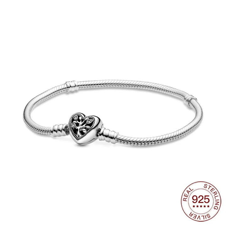 New 925 sterling Silver Bracelet Heart Bracelet Shiny Zircon Tree of life Bracelet for women Fit original charm jewelry gift-THAT FASHION STORE