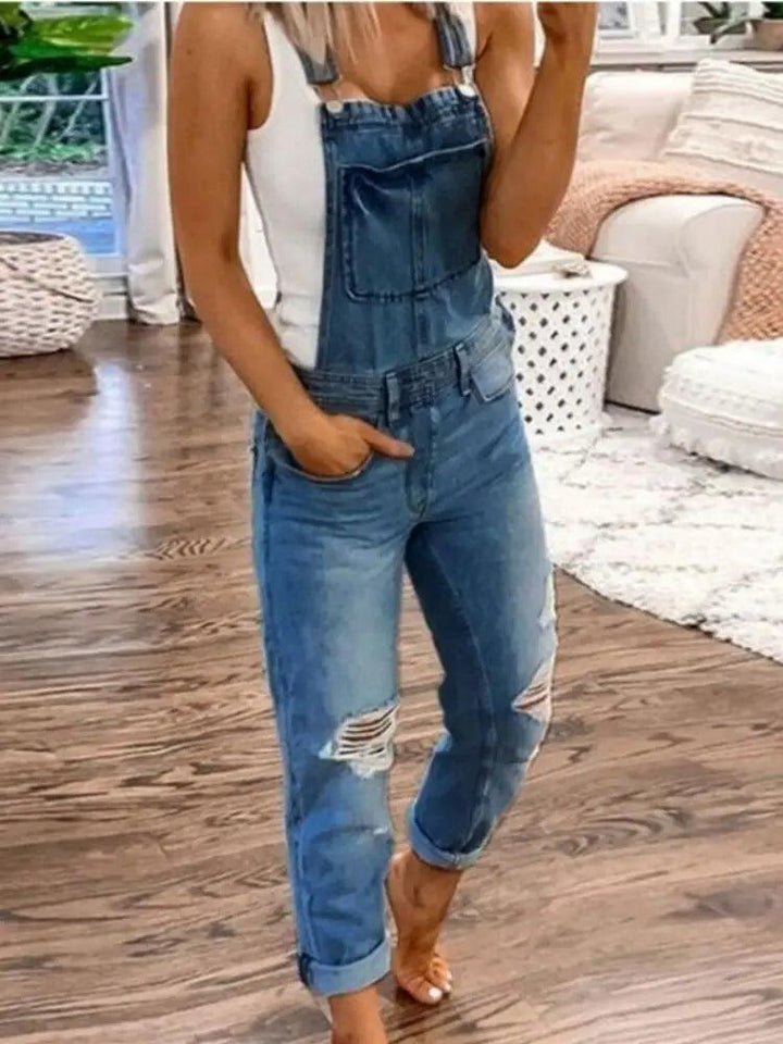 Hot Sale Suspenders Denim Jumpsuit For Women Fashion Ripped Jeans Jumpsuit Casual Female Clothing S-3XL Drop Shipping-THAT FASHION STORE