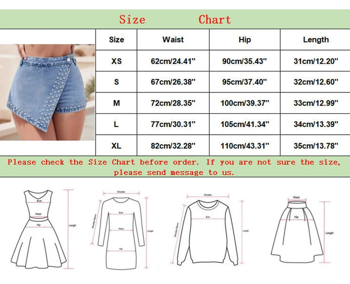 Summer Women'S Fashion Short Denim Skirt Pants Nailing Beads Skinny Cargo Jeans Shorts For Women Beach Outfits 2023 Trousers-THAT FASHION STORE