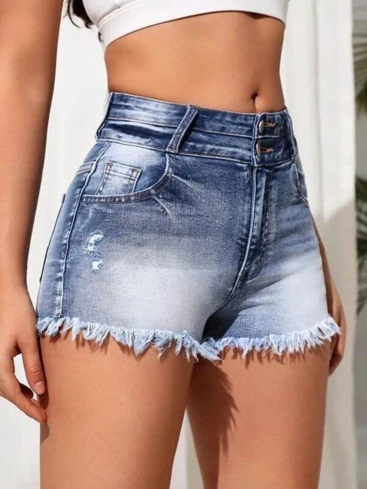 2023 Summer New Fashion Ripped Skinny Denim Shorts For Women Sexy Stretch Tassel Jeans Shorts Casual Female Clothing S-2XL-THAT FASHION STORE