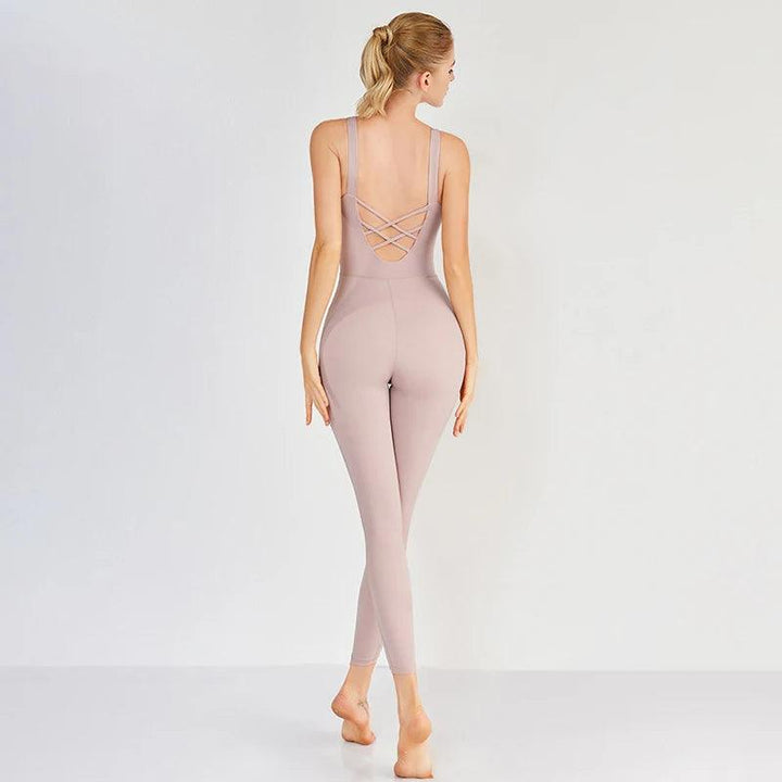 DANCEFISH Sport Outfit For Woman Fitness Class Suit Beautiful Back Sportwear Dancewear Aerial Yoga Jumpsuits-THAT FASHION STORE