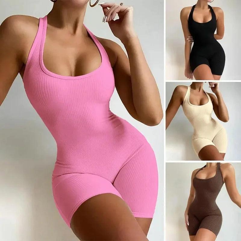 Women Bodysuit Sleeveless GymBackless Jumpsuit Workout Catsuit Bodycon Romper Sportswear Fitness Yoga Suit Sexy One Piece-THAT FASHION STORE