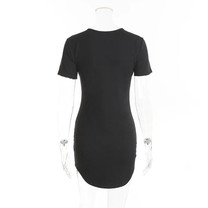 Cotton Short Sleeve Dresses Women Soild Color Bodycon Slim Package Hip Mini Dress 2022 Female Clothing-THAT FASHION STORE