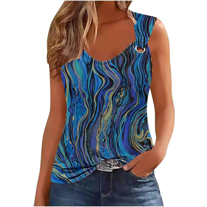 Sexy Tank Top For Women Marble Print Sleeveless T Shirt Woman Causal O-neck Tops Femme T-shirt Tshirts-THAT FASHION STORE