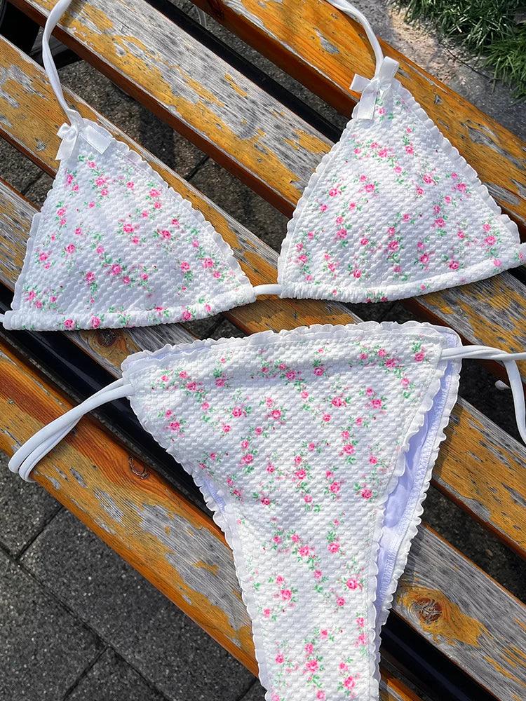 2024 New Bikinis Set Two Piece Bikinis Floral Print Swimsuit Women Floral Print Beachwear Triangle Bathing Suit Thong Biquini-THAT FASHION STORE